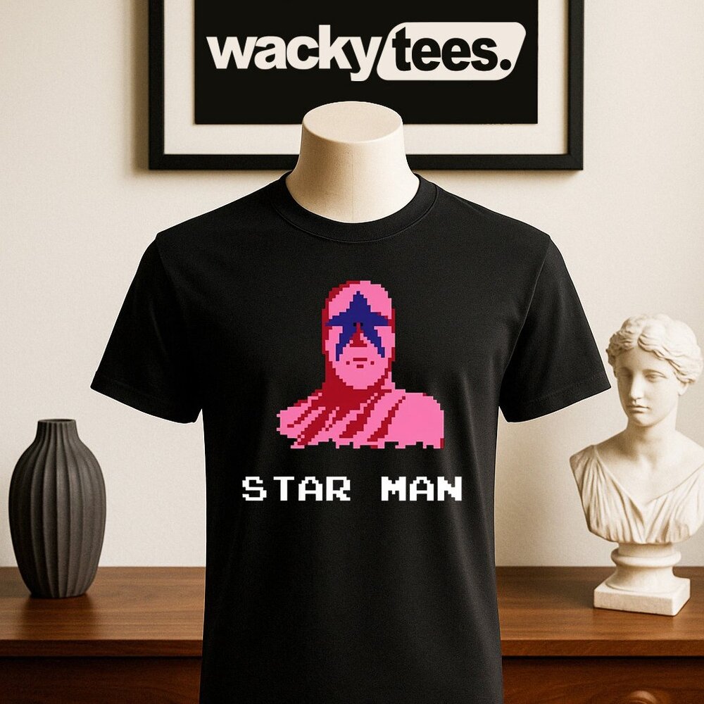 Pro Wrestling 8 Bit NES Game Fighter Star Man 2 Character Wrestler Graphic Tee S